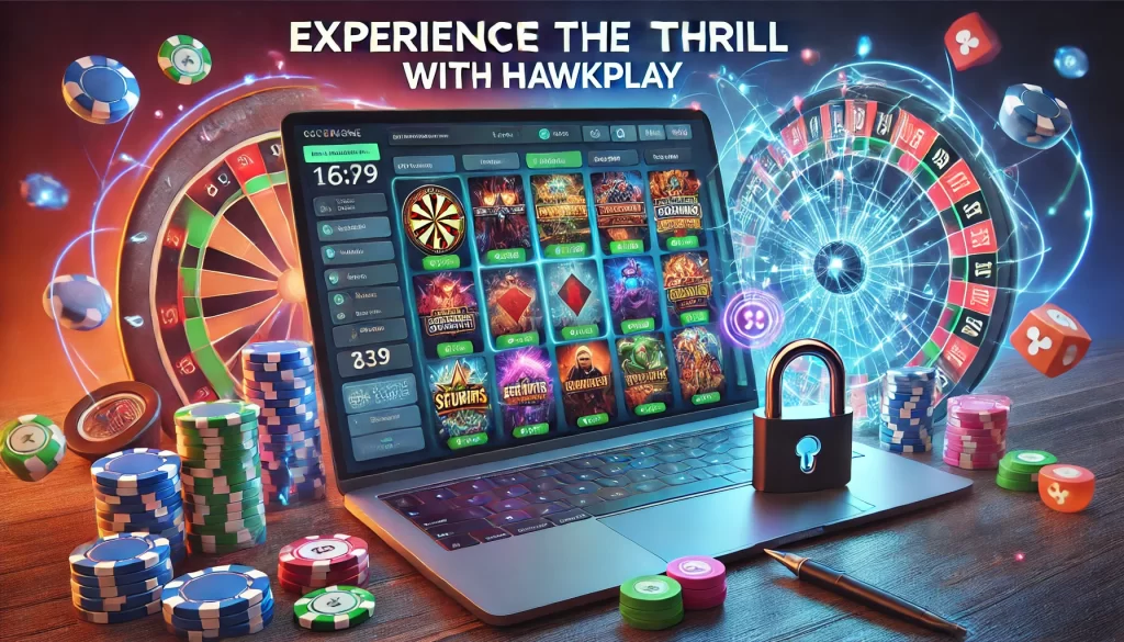 Hawkplay online betting platform cover image with vibrant gaming scene and secure betting elements