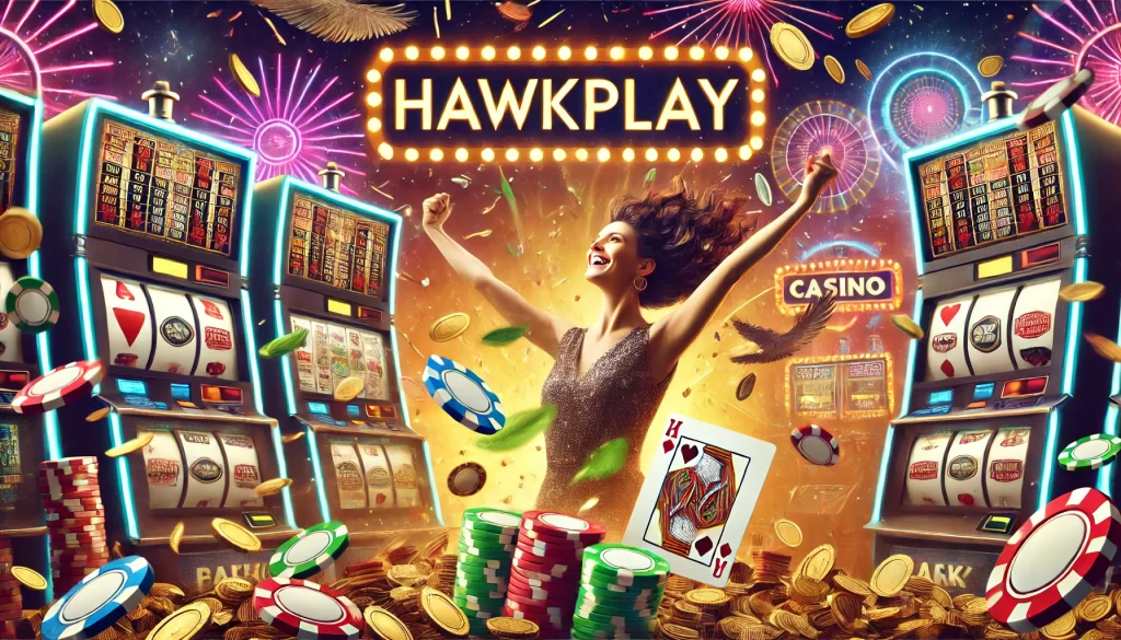 Hawkplay online betting platform cover image with vibrant gaming scene and secure betting elements