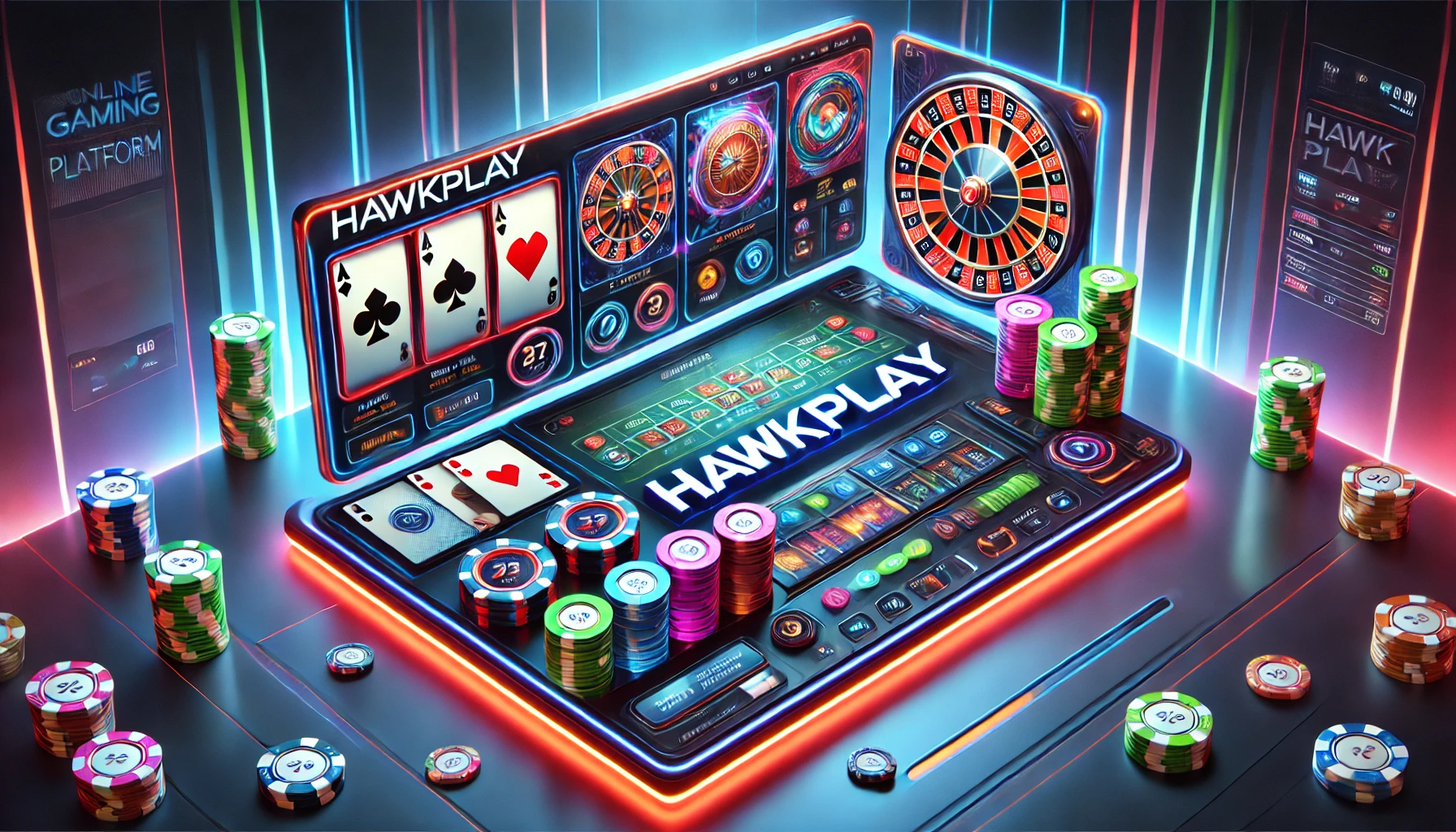 Hawkplay online betting platform cover image with vibrant gaming scene and secure betting elements