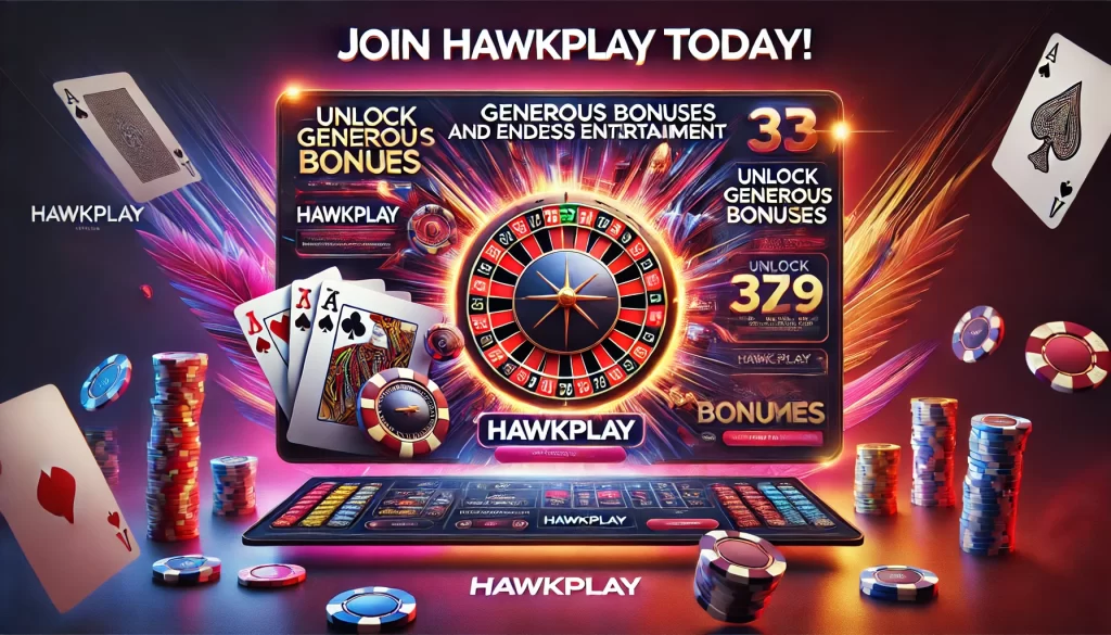 Hawkplay online betting platform cover image with vibrant gaming scene and secure betting elements