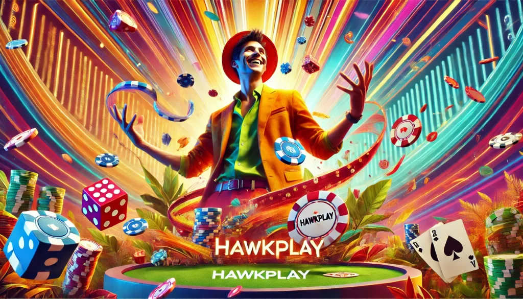 Hawkplay online betting platform cover image with vibrant gaming scene and secure betting elements